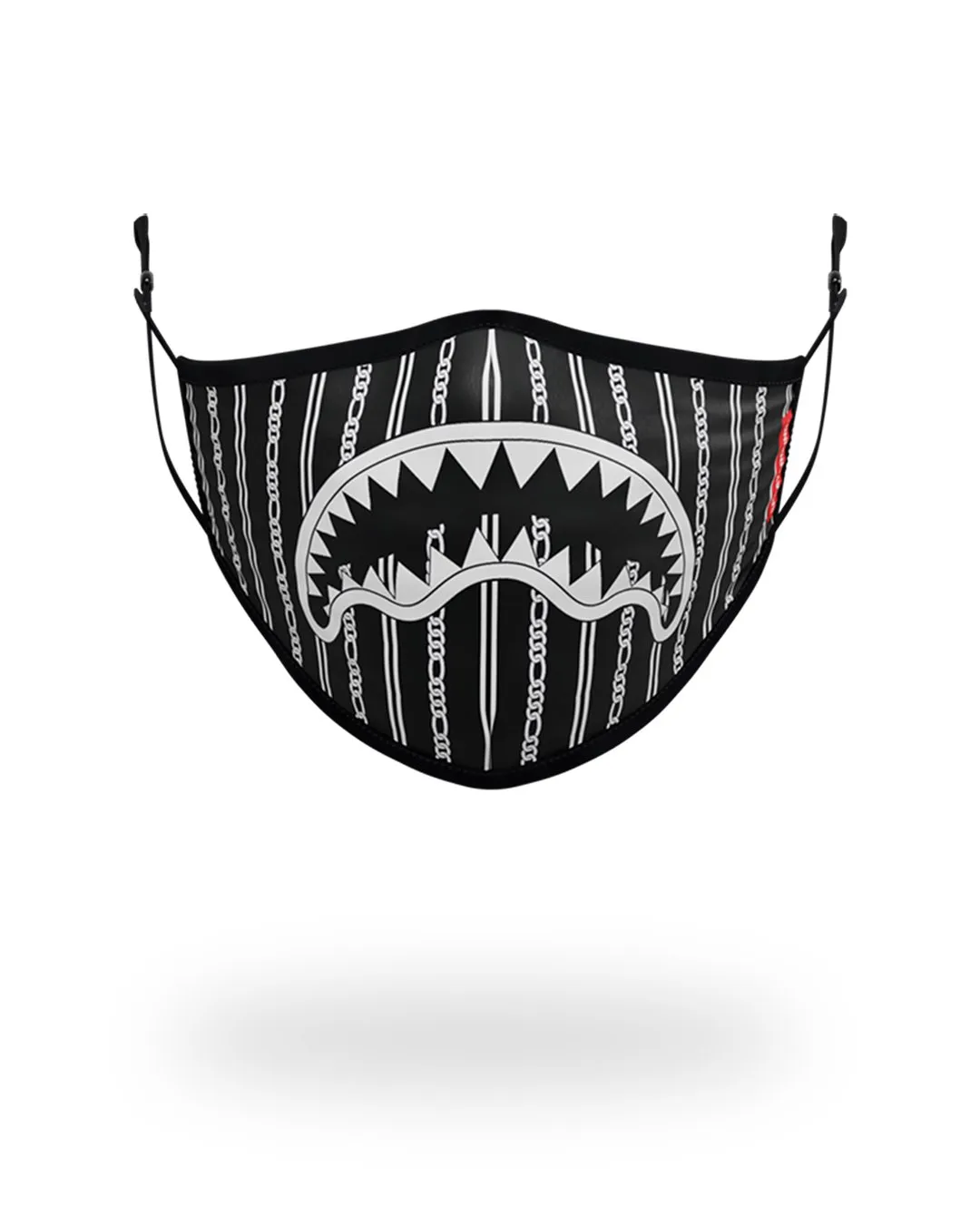 ADULT REVERSE SHARKS IN PARIS (BLACK) FORM FITTING FACE MASK sold by Sprayground