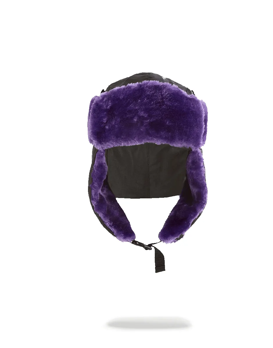 BLACK 3M PURPLE FUR AVIATOR HAT sold by Sprayground