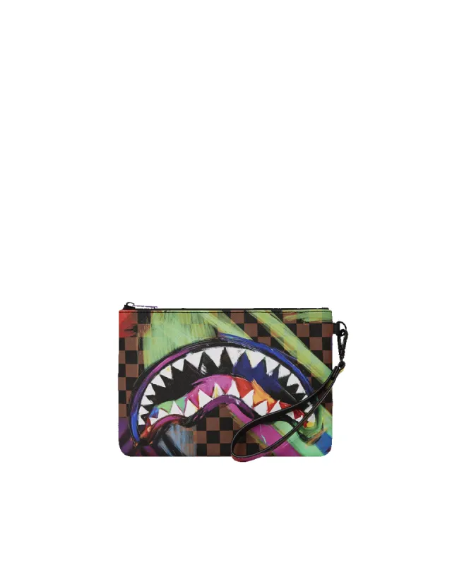 SHARKS IN PARIS CITY STREAKS CROSSOVER CLUTCH sold by Sprayground