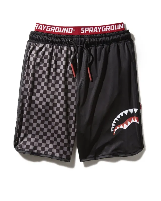 GREY CHECKERED SPLIT CORTO SWIM TRUNKS sold by Sprayground