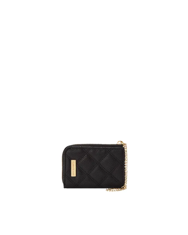 NOIR QUILT GOLD CHAIN SHARK WALLET sold by Sprayground