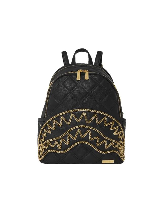 NOIR QUILT GOLD CHAIN SHARK SAVAGE BACKPACK sold by Sprayground
