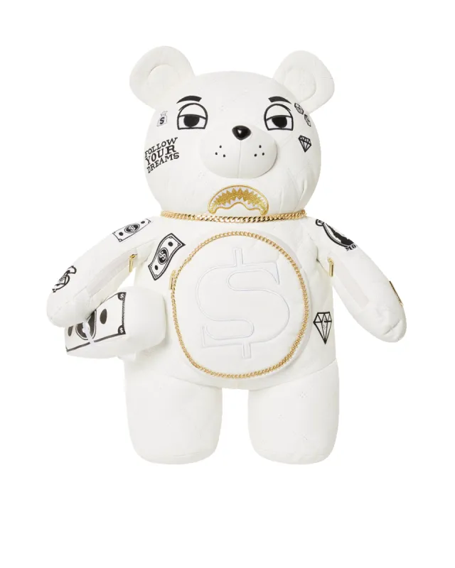 RIVIERA LE BLANC GOLD CHAIN MONEYBEAR TEDDYBEAR BACKPACK made by Sprayground