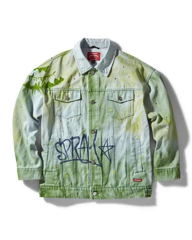 SPRAY PAINT GRAFFITI BUTTON FRONT NEON JACKET LIGHT GREEN sold by Sprayground