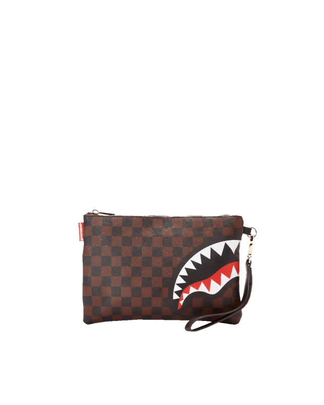 CHECKS IN CAMOFLAUGE CROSSOVER CLUTCH sold by Sprayground