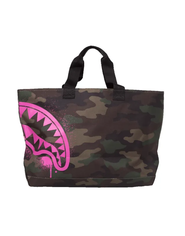 PINK STENCIL SHARK CAMO TOTE sold by Sprayground