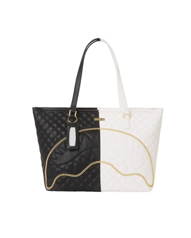 LEVELED UP SPLIT QUILT SHARK TOTE sold by Sprayground