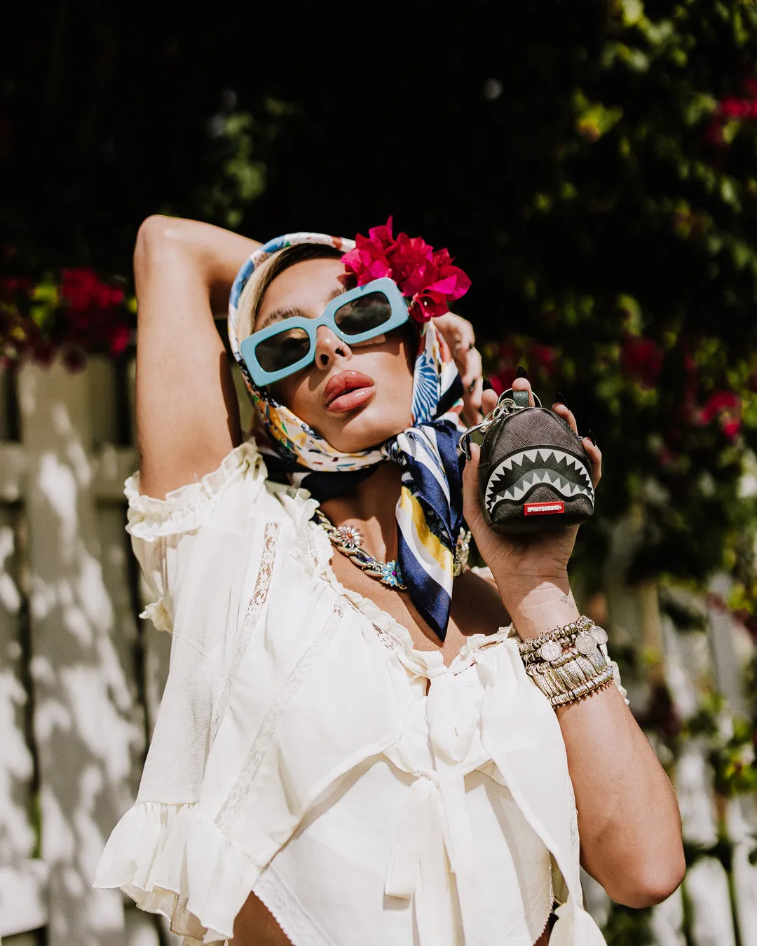 LIGHTS OUT SHARKS IN PARIS BACKPACK KEYCHAIN sold by Sprayground product image thumbnail 4