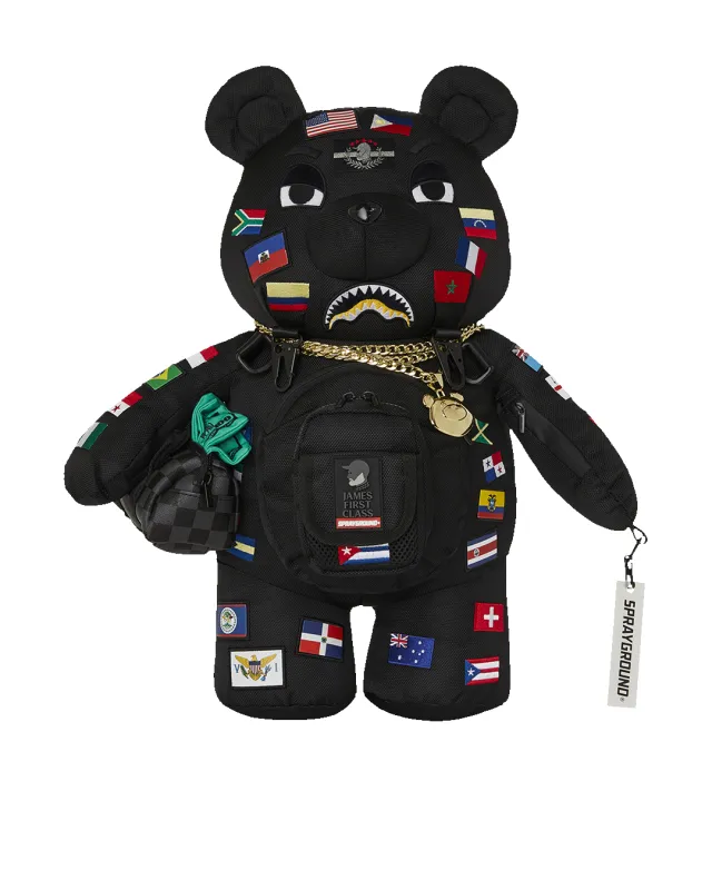 JAMES FIRST CLASS GLOBAL FLAGS MONEYBEAR BACKPACK sold by Sprayground