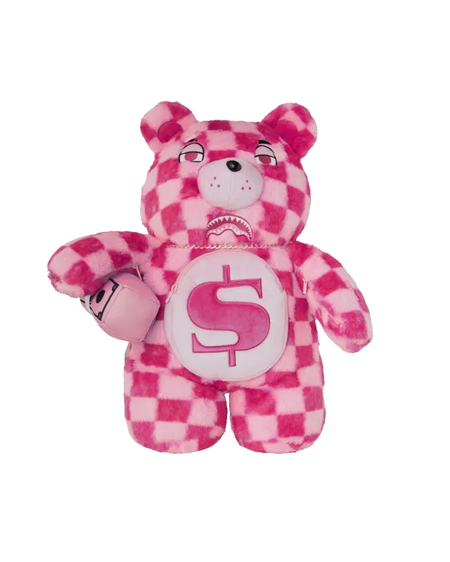 FURZILLA SHARK (PINK CHECK) MONEYBEAR BACKPACK made by Sprayground