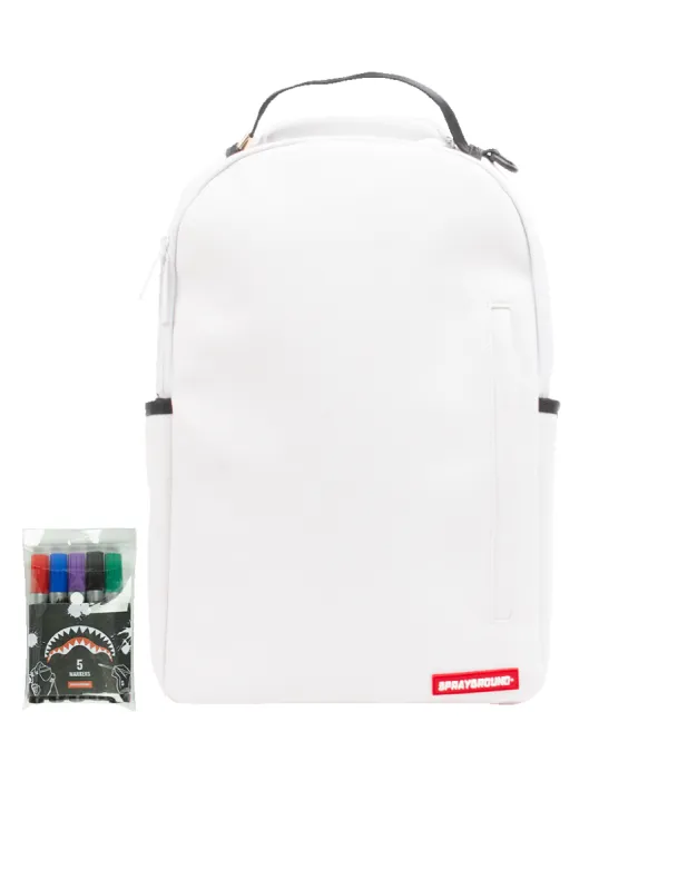 THE SPRAYGROUND DIY WHITE BACKPACK (VEGAN LEATHER & INNER MONEY LINING) & MARKERS INCLUDED sold by Sprayground