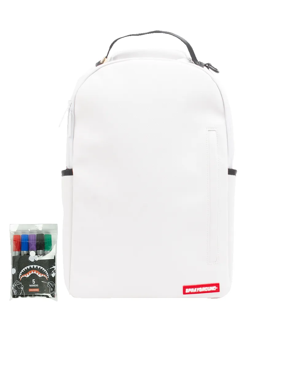 THE SPRAYGROUND DIY WHITE BACKPACK (VEGAN LEATHER & INNER MONEY