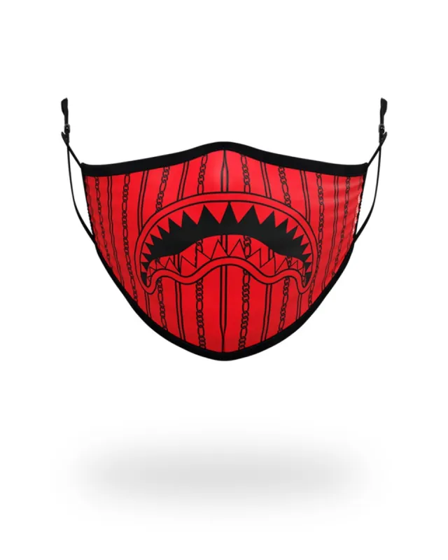 ADULT REVERSE SHARKS IN PARIS (RED) FORM FITTING FACE MASK sold by Sprayground