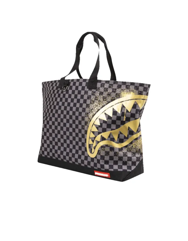 SHARKS IN PARIS GOLD STENCIL TOTE sold by Sprayground