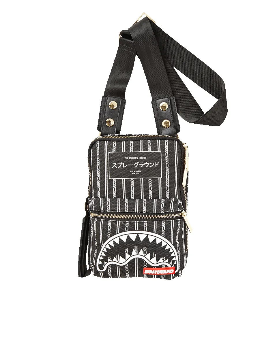 REVERSE BLACK SHARKS IN PARIS SLING sold by Sprayground