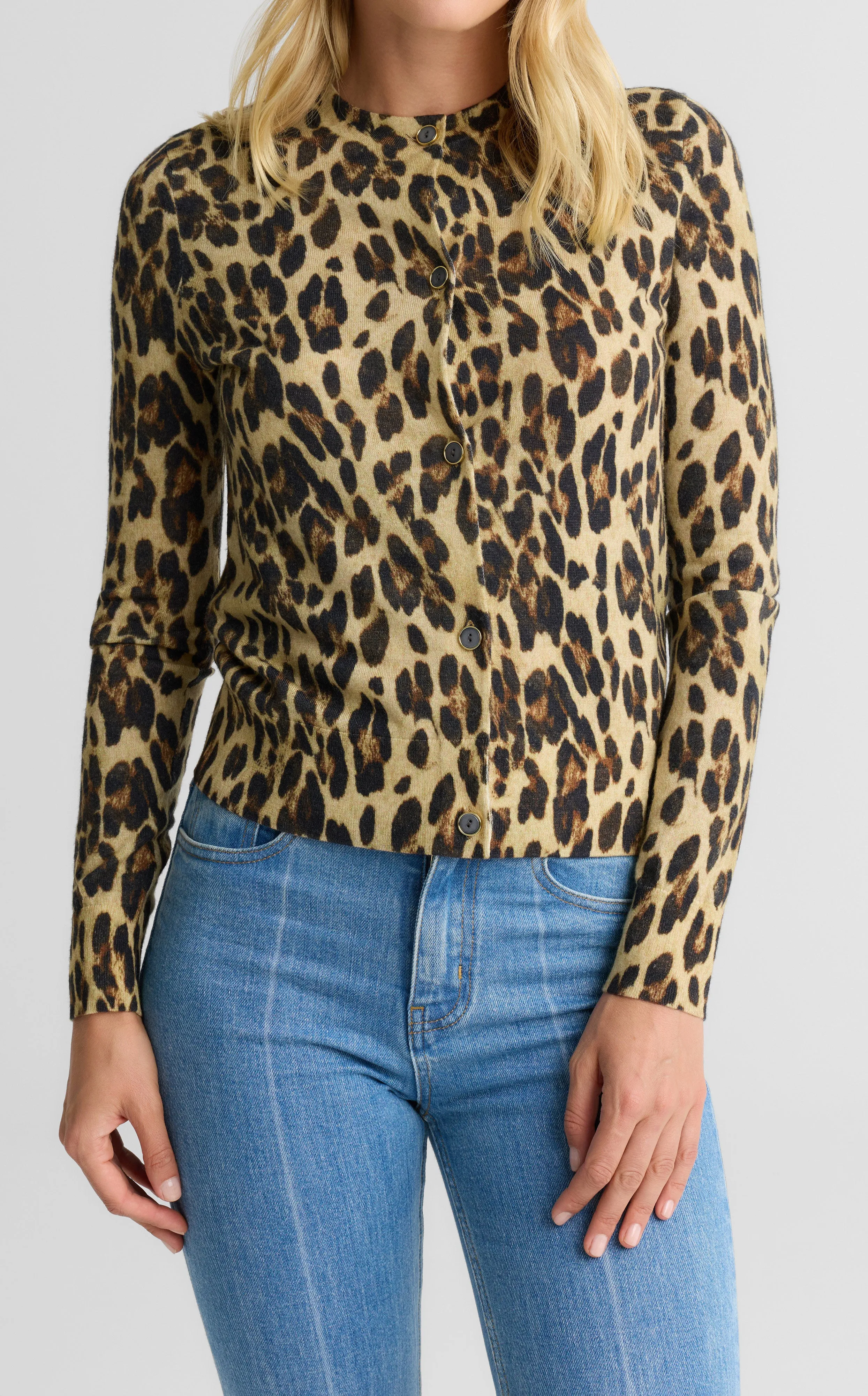 Dawn Cardigan In Leopard Print Knit sold by St. John product image thumbnail 3