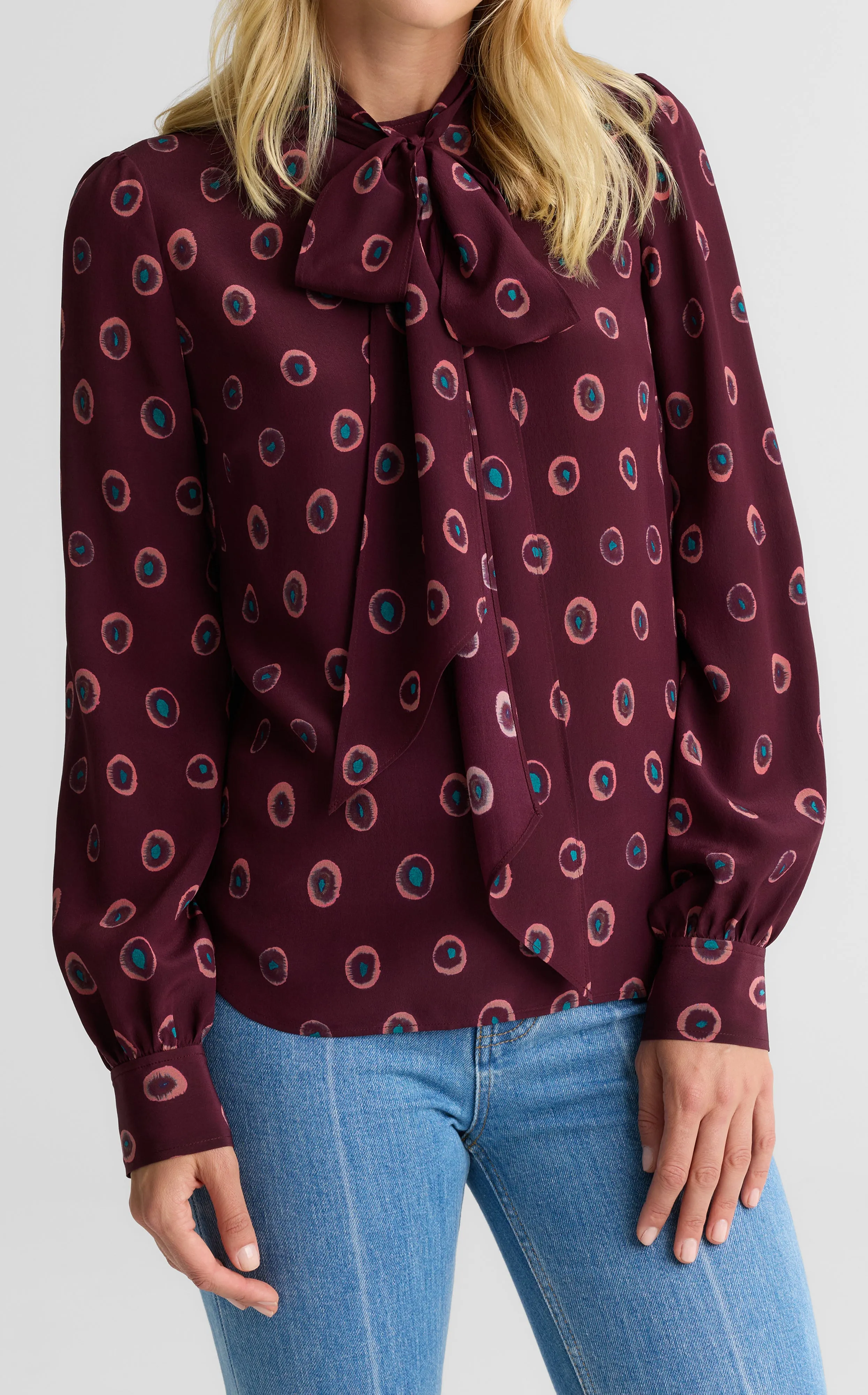 Hannah Bow Blouse In Abstract Ink Print sold by St. John product image thumbnail 5
