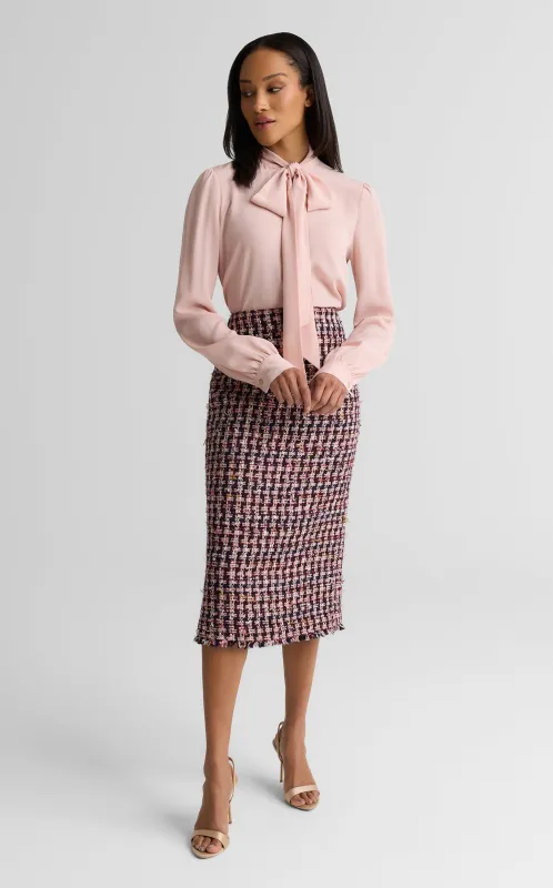 Hannah Bow Blouse In Silk Crepe sold by St. John