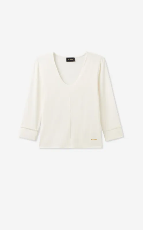 Polished Jersey V-Neck Top sold by St. John
