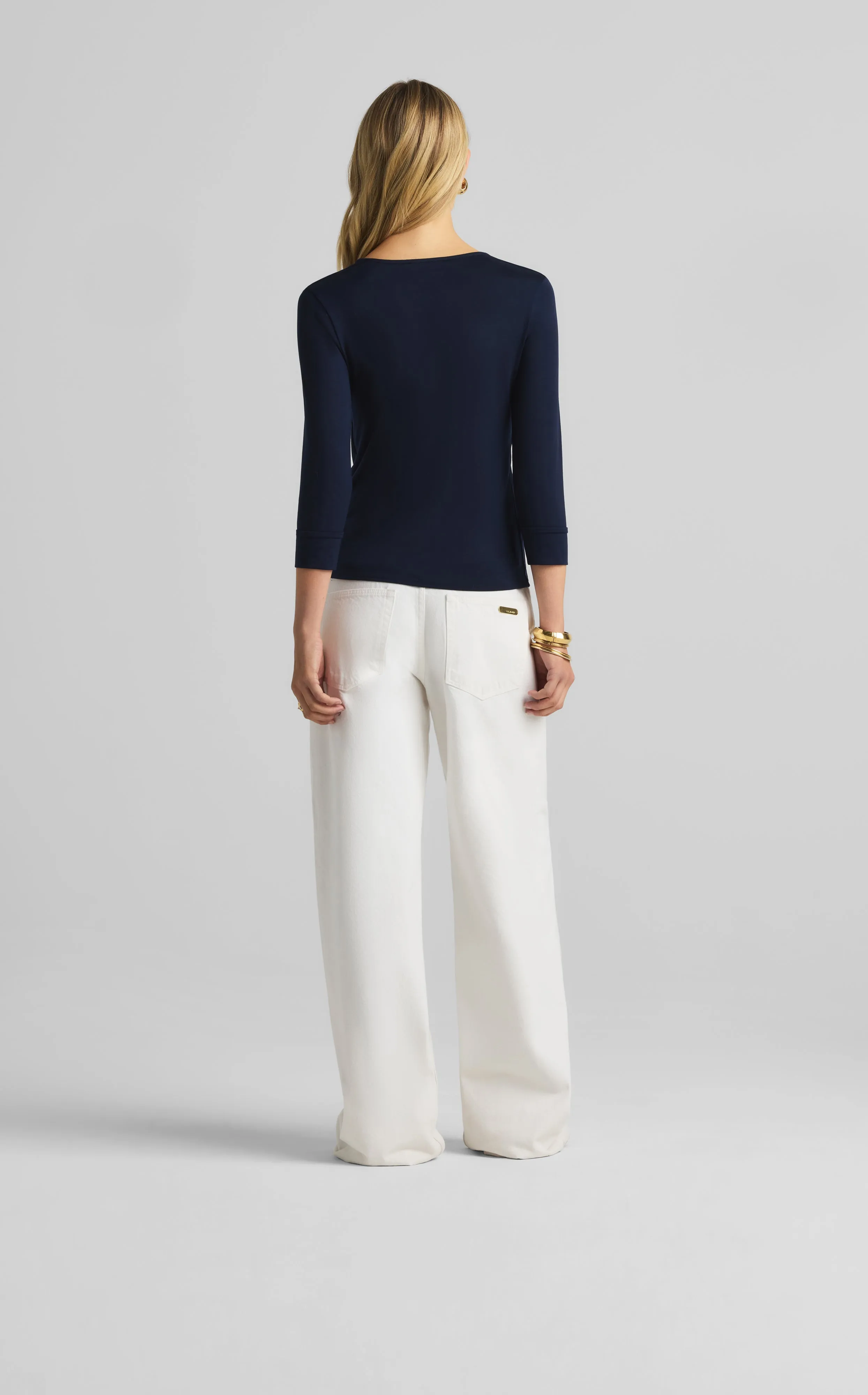 Polished Jersey V-Neck Top sold by St. John product image thumbnail 4