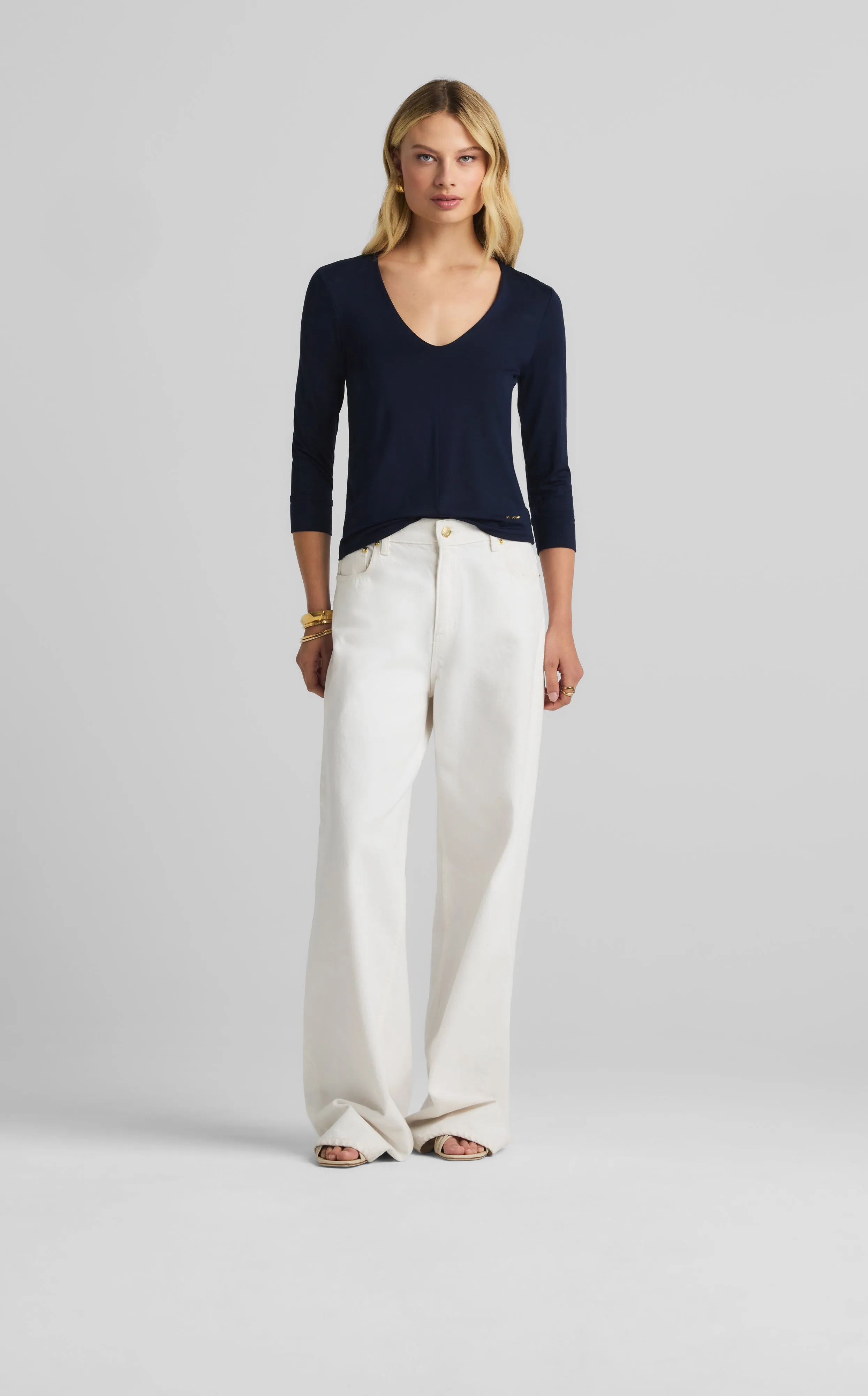 Polished Jersey V-Neck Top sold by St. John product image thumbnail 3