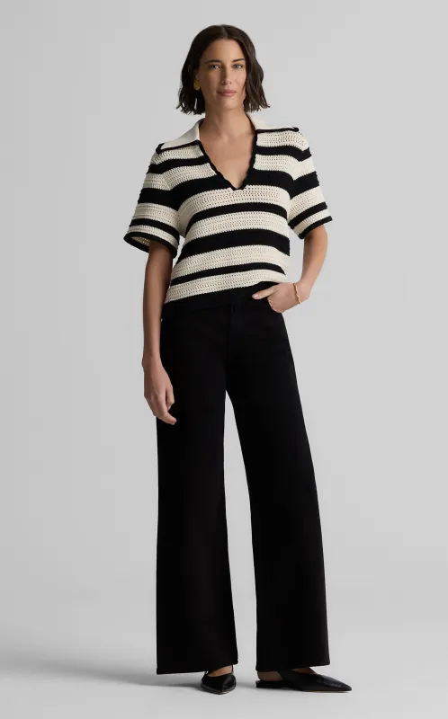 Reagan Sweater in Striped Pointelle Knit sold by St. John