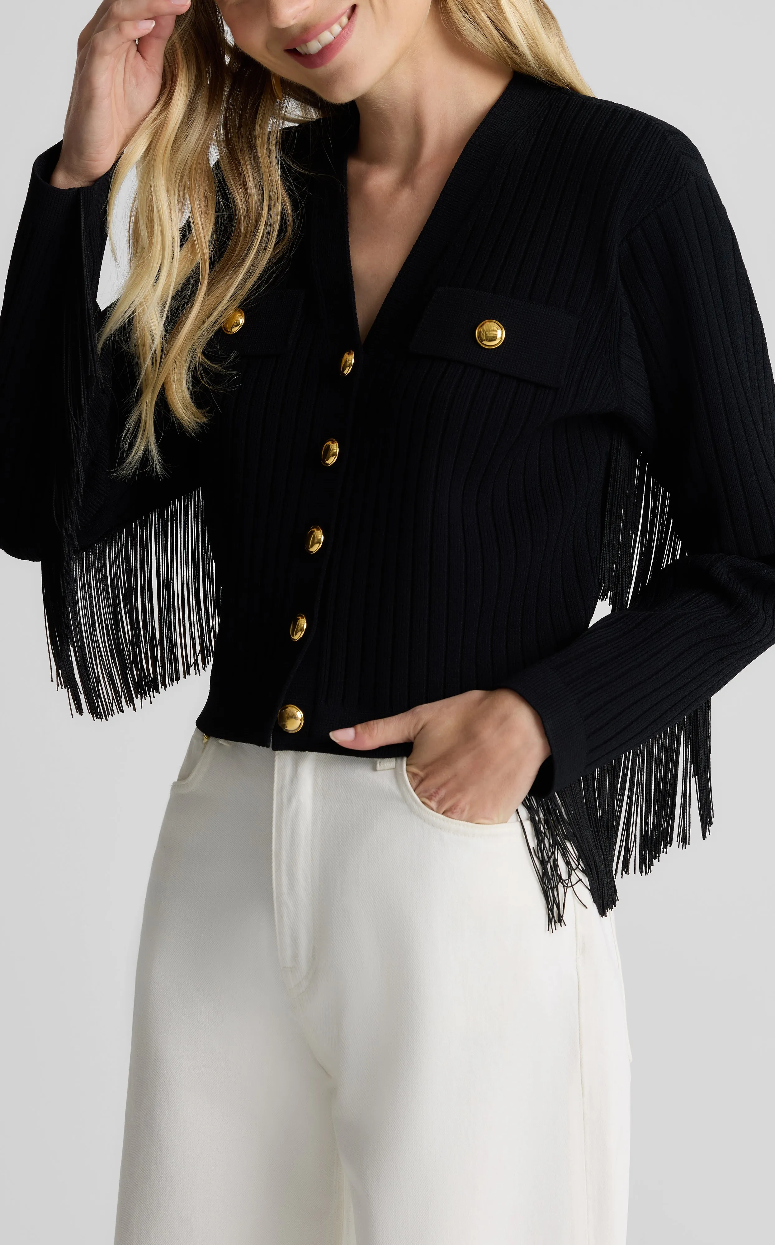 Priscilla Jacket in Fringed Rib Knit sold by St. John product image thumbnail 4