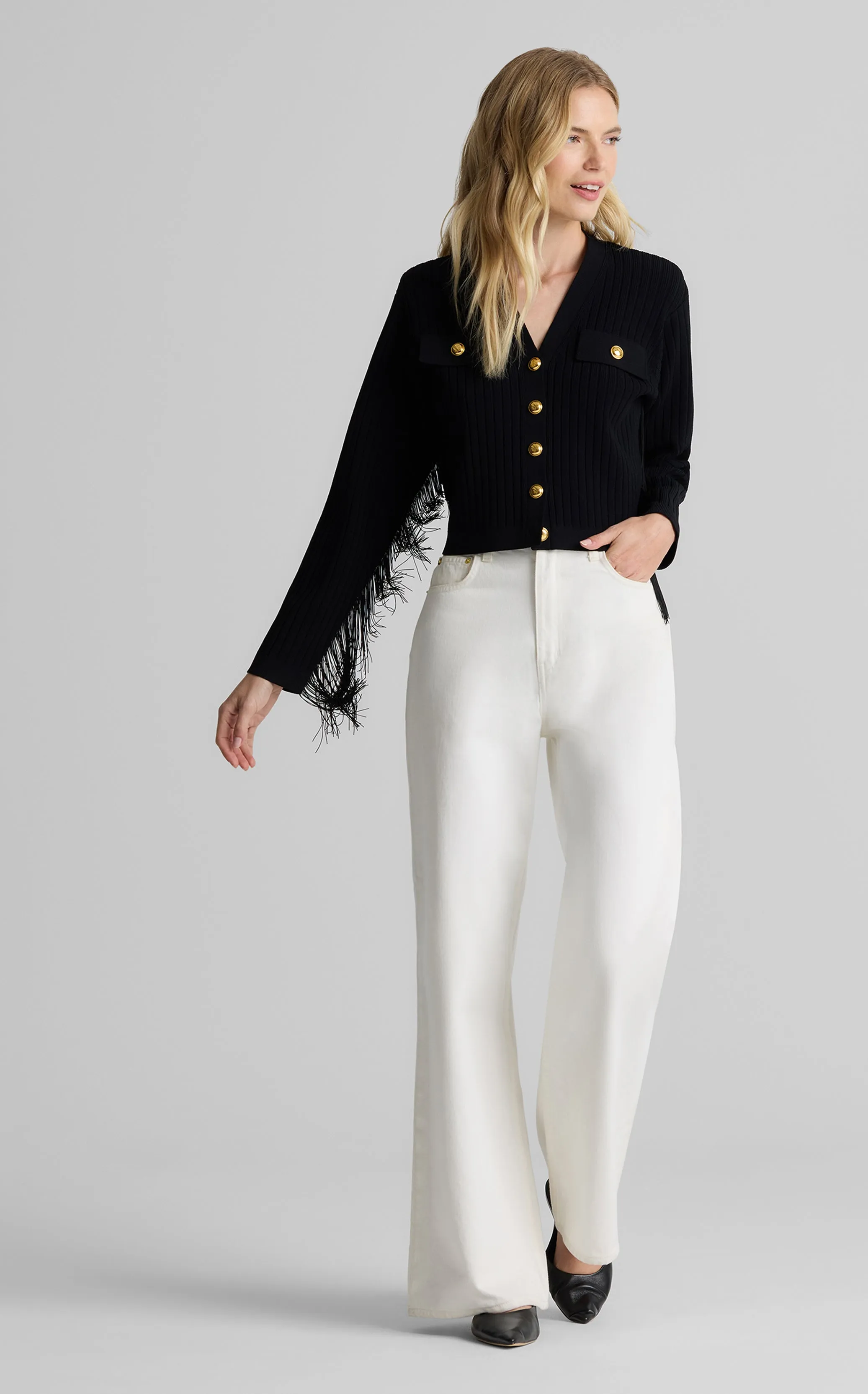 Priscilla Jacket in Fringed Rib Knit sold by St. John