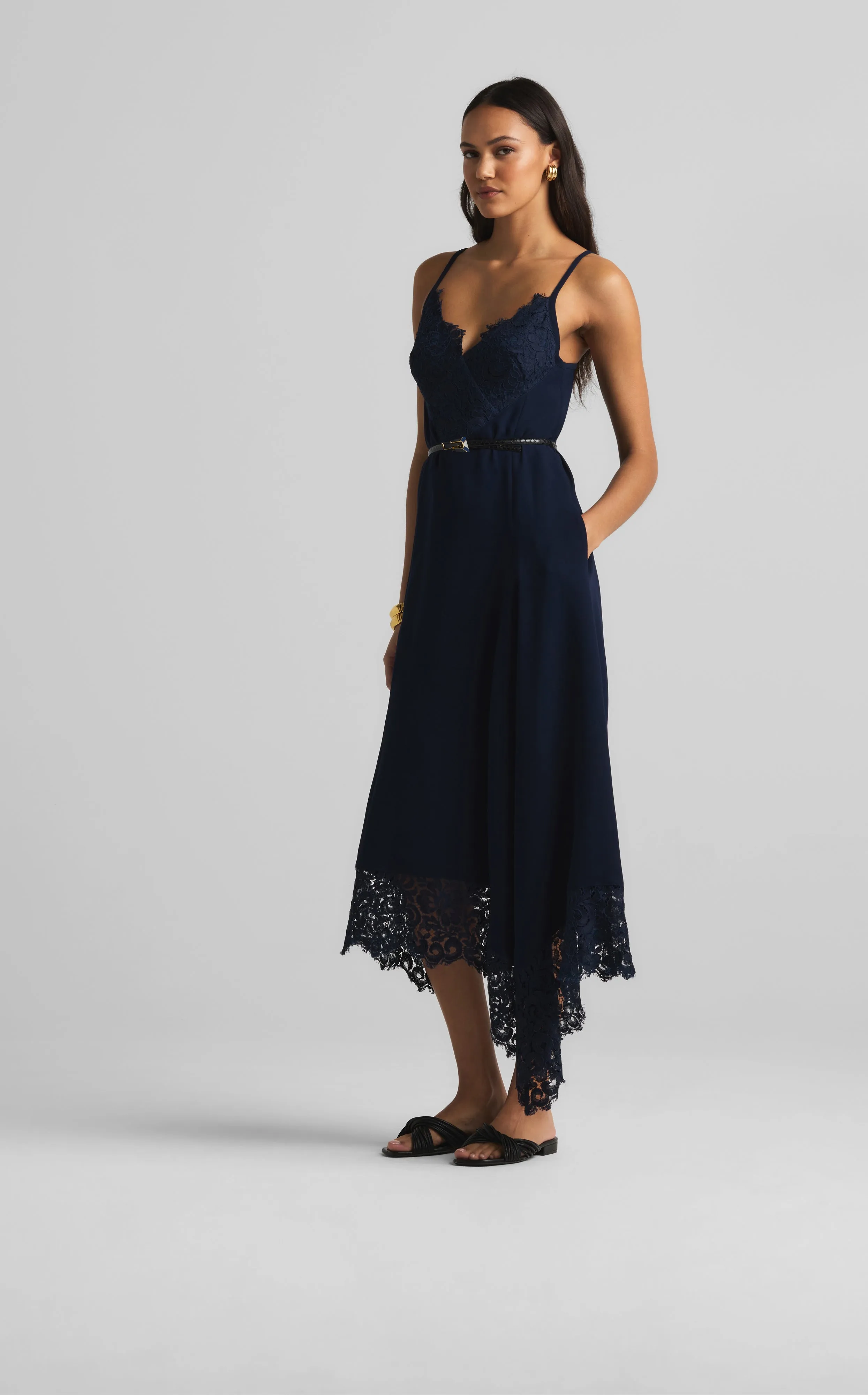 Lindsey Dress in Lace and Satin Back Crepe sold by St. John product image thumbnail 3