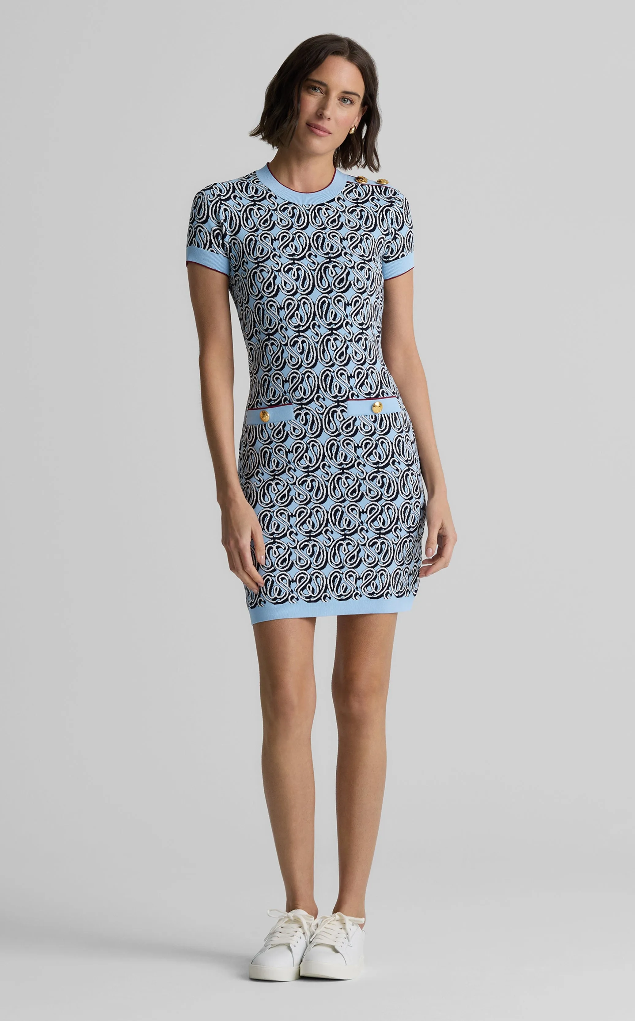 Bekah Dress in St. John x Malbon Logo Knit sold by St. John