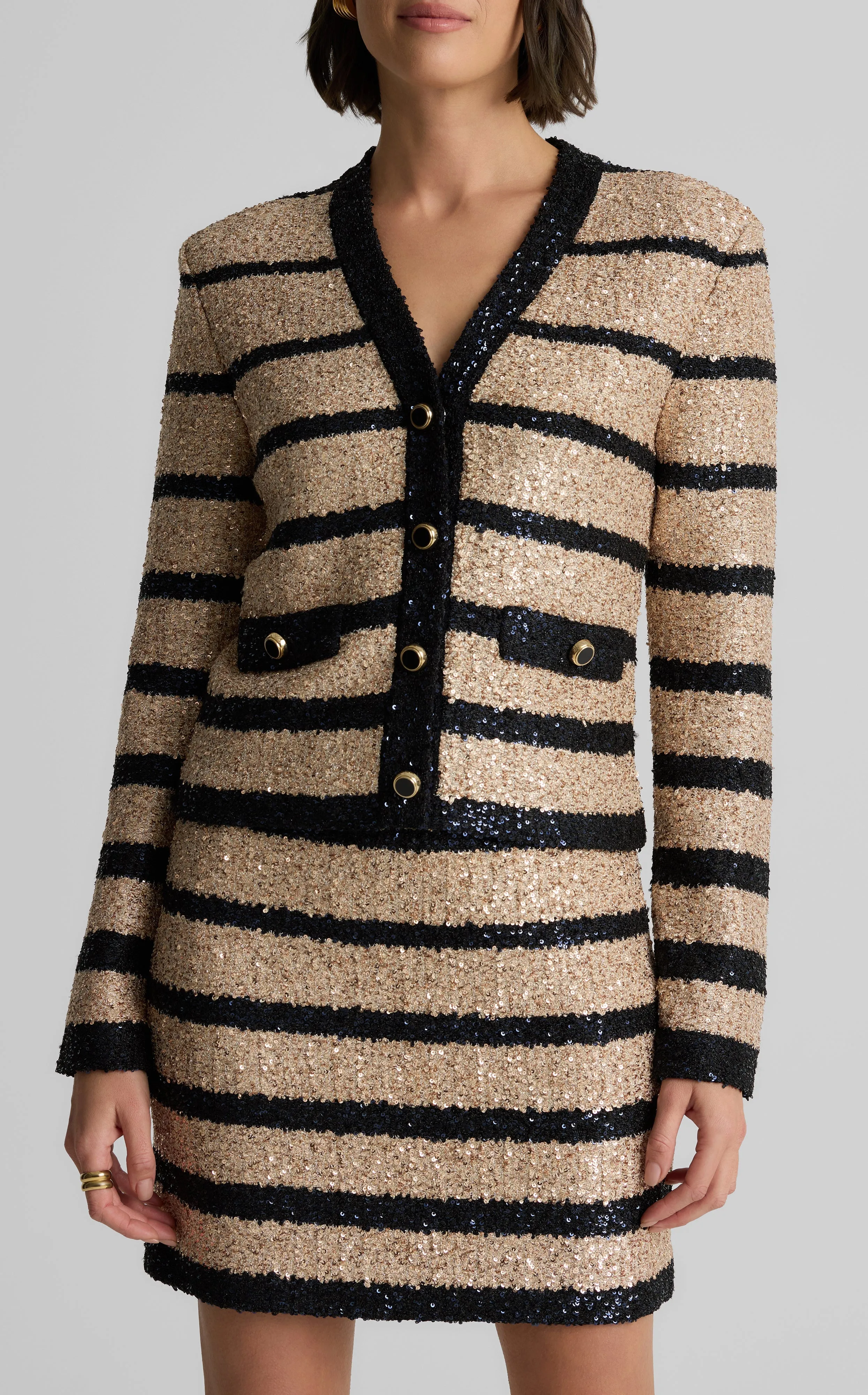 Jolene Jacket in Stripe Sequin Knit sold by St. John product image thumbnail 4