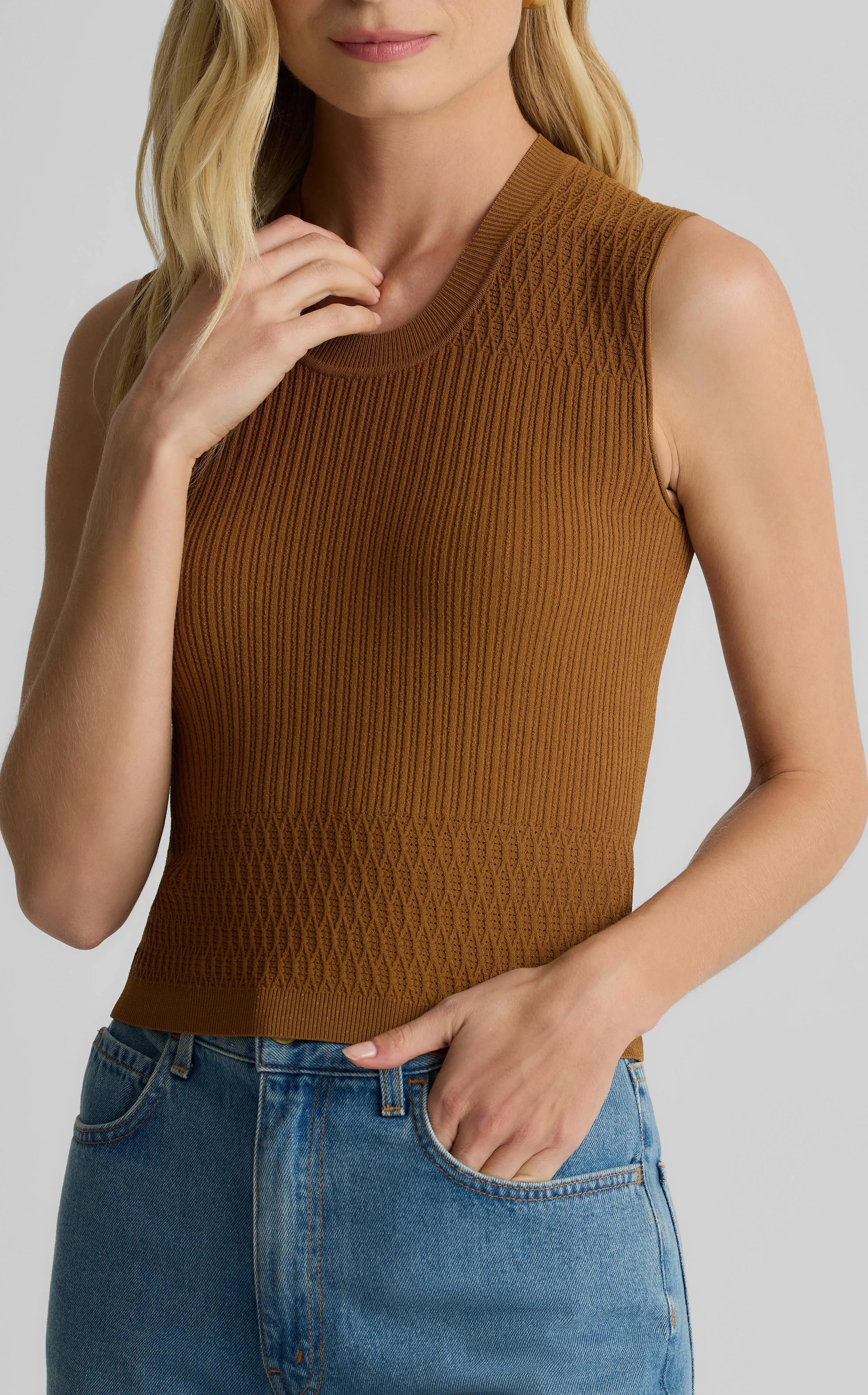 Wren Shell in Fine Mixed Rib Knit sold by St. John product image thumbnail 3