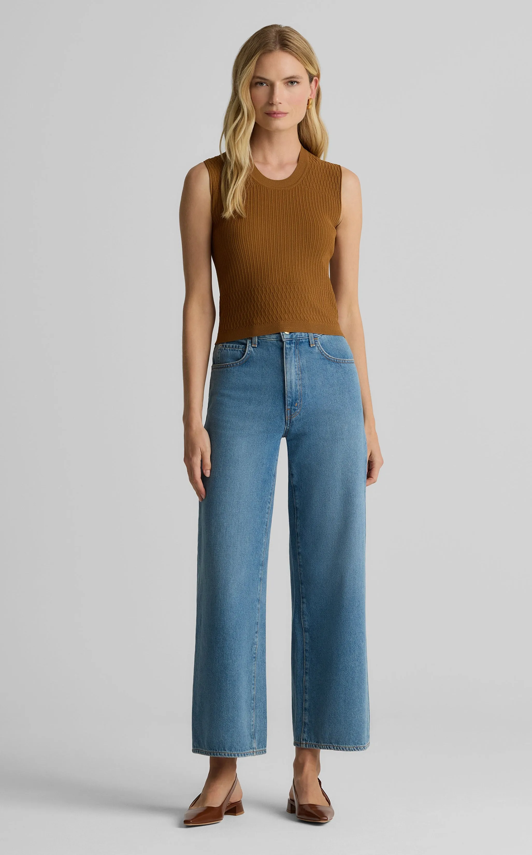 Wren Shell in Fine Mixed Rib Knit sold by St. John