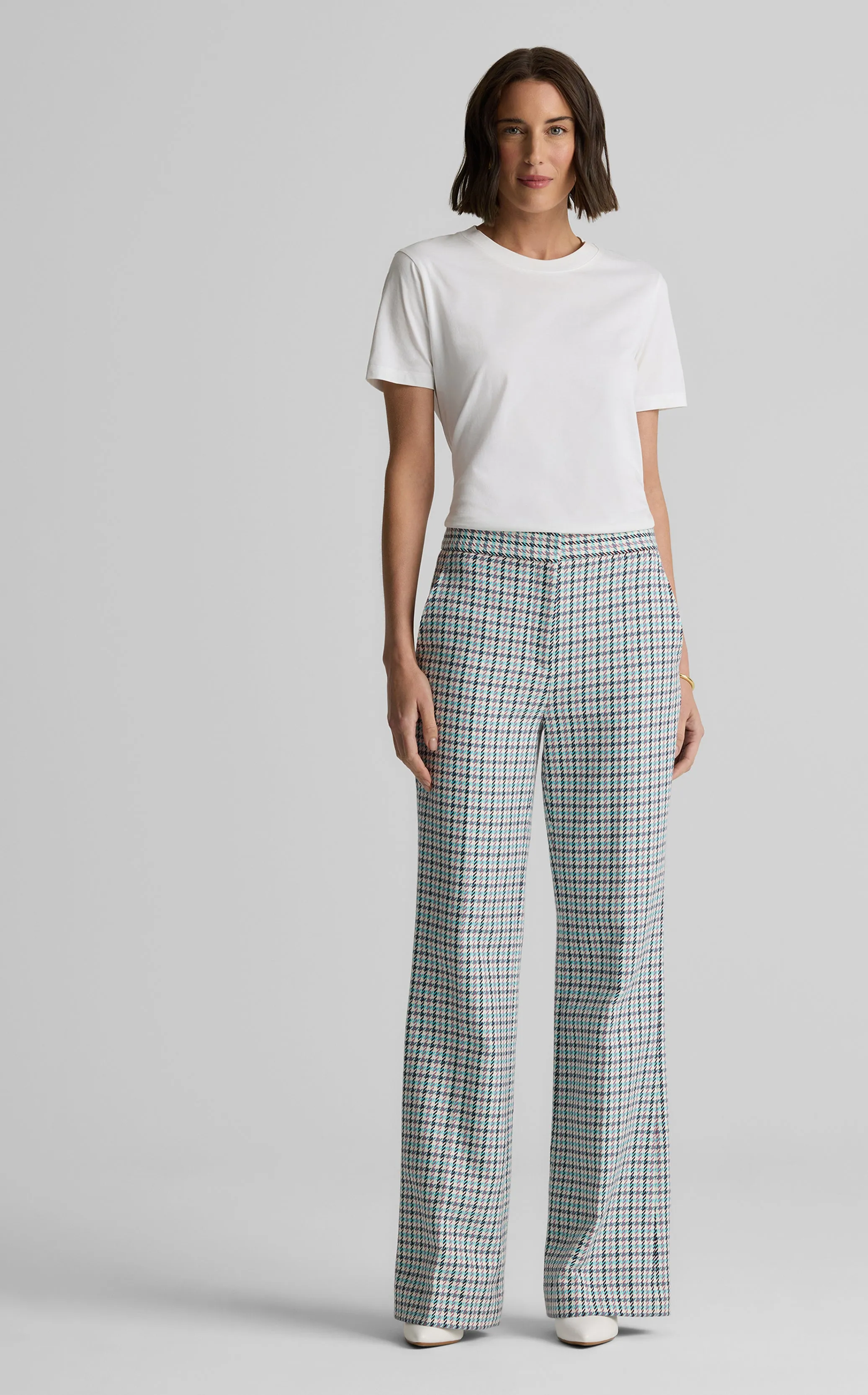 Logan Pant in Stretch Houndstooth sold by St. John
