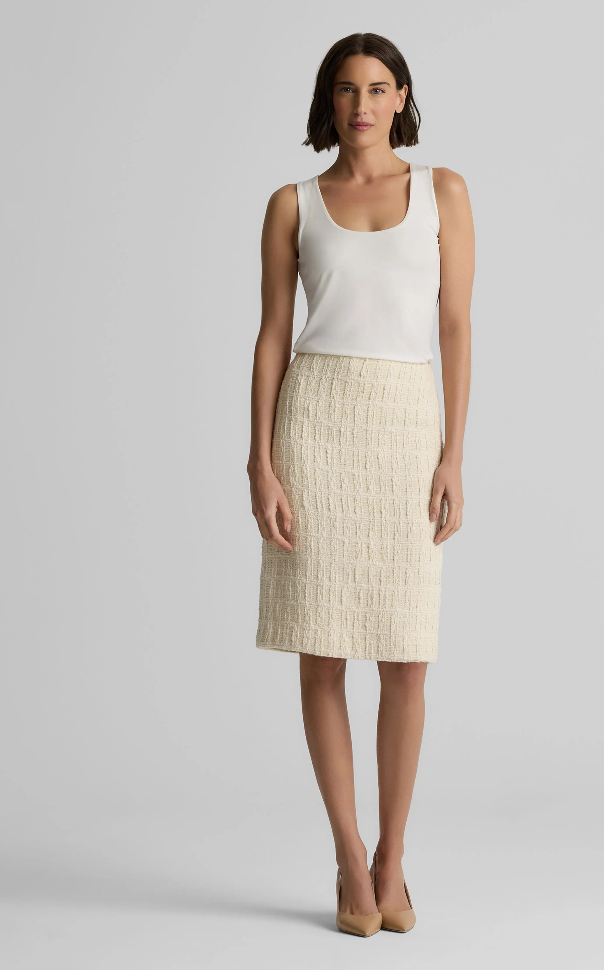 Skyler Skirt in Foundry Tweed sold by St. John