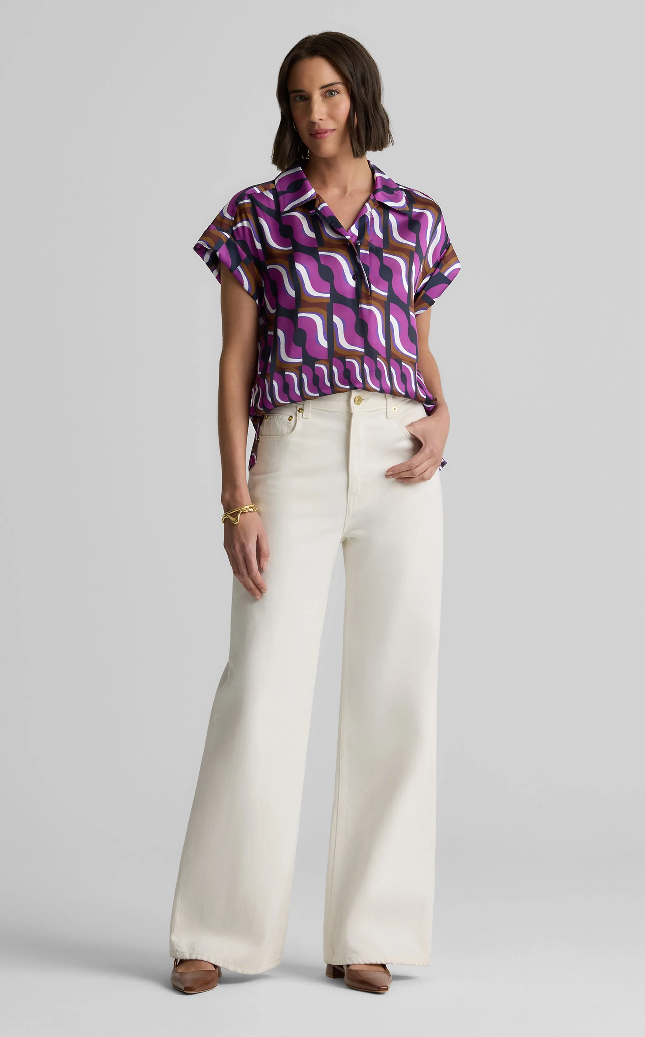 Taylor Top in Vintage Block Print sold by St. John