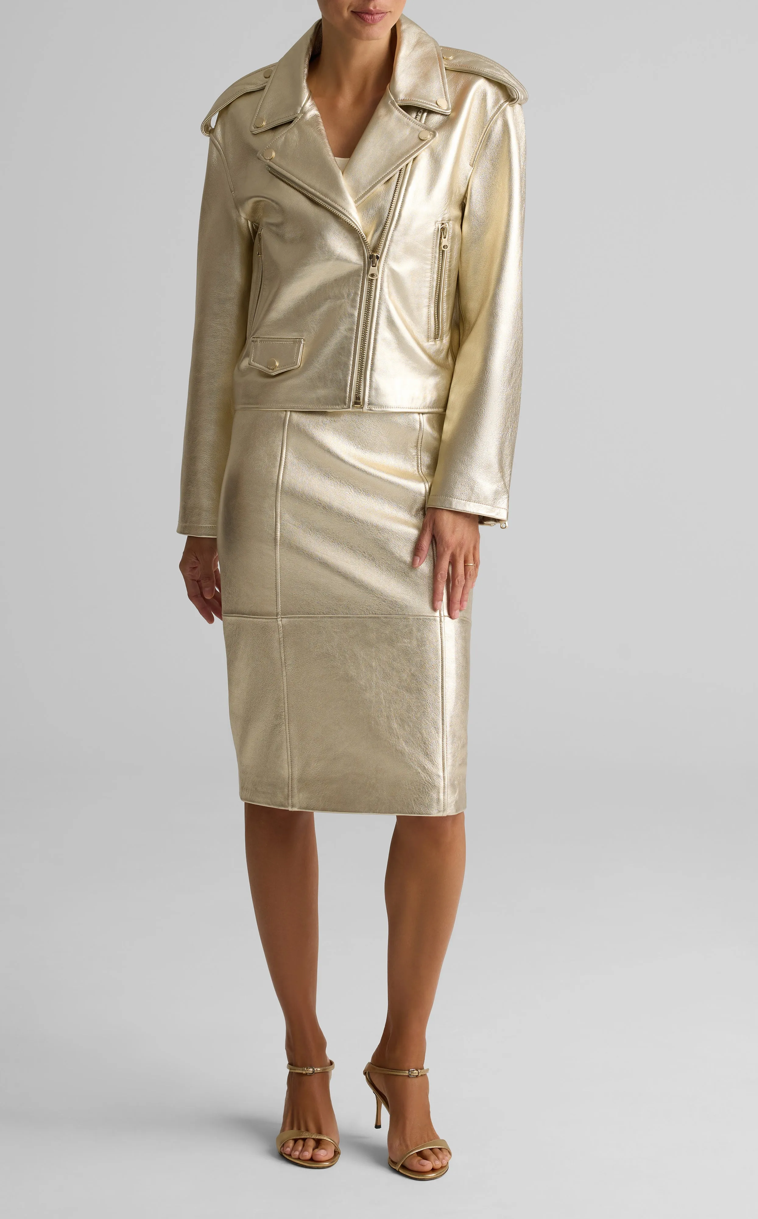 Metallic Leather Skirt sold by St. John product image thumbnail 3