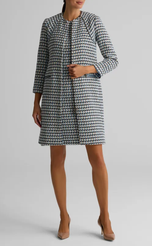 Textured Tweed Long Jacket made by St. John