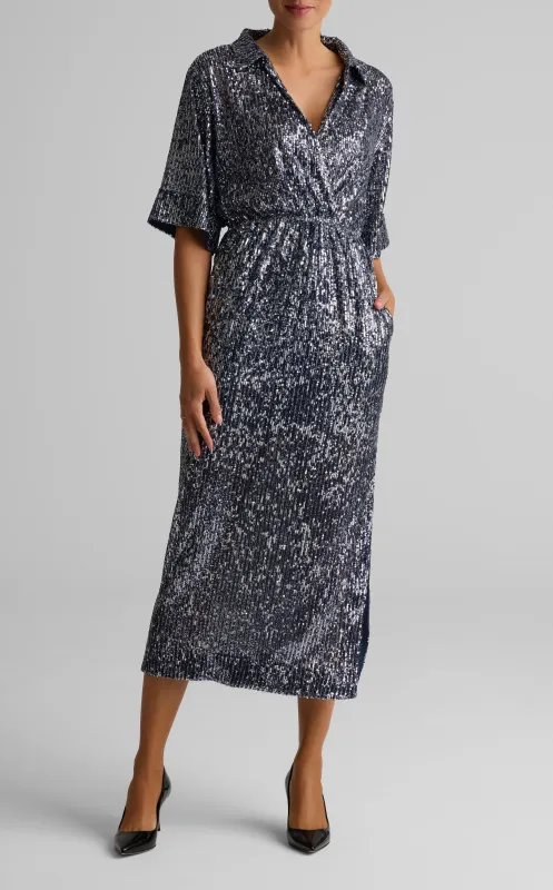 Short Sleeve Sequin Gown sold by St. John