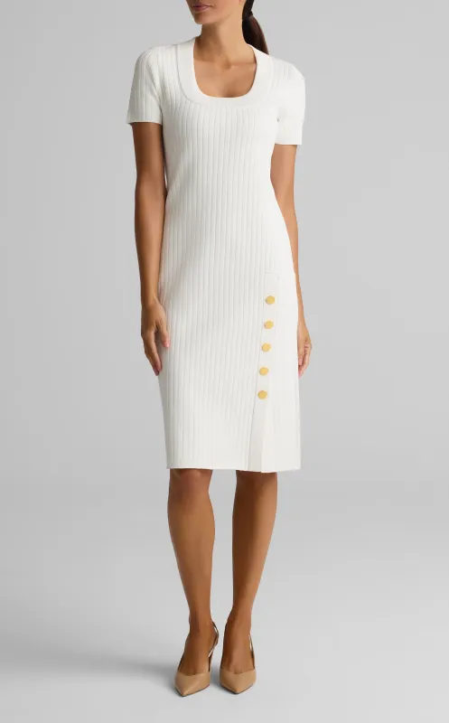 Mixed Flatback Rib Knit Dress sold by St. John