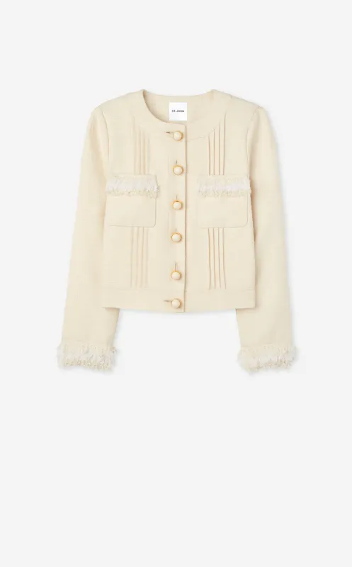 Tonal Tweed Fringe Jacket sold by St. John