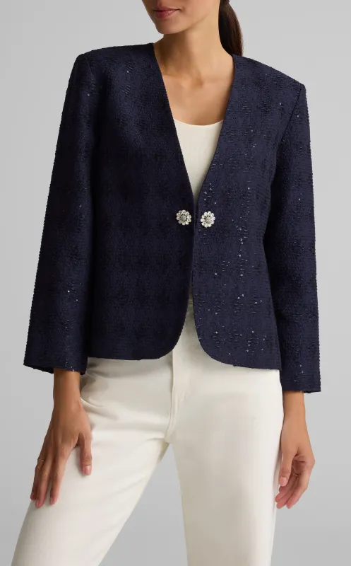 Embroidered Sequin Lined Jacket sold by St. John