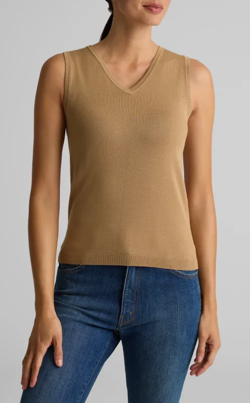 Solid Jersey Knit V-Neck Shell sold by St. John