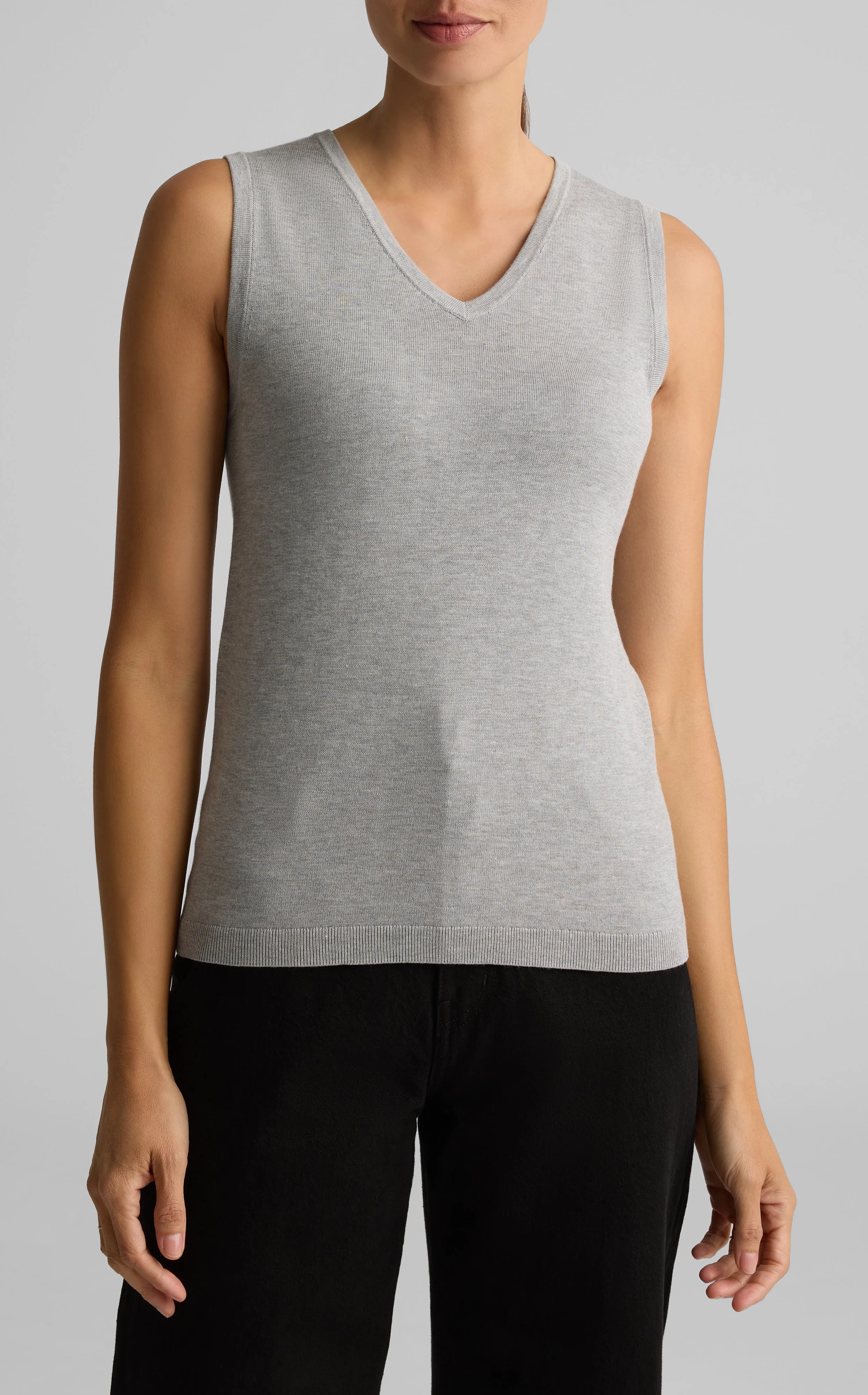 Melange Jersey Knit V-Neck Shell sold by St. John