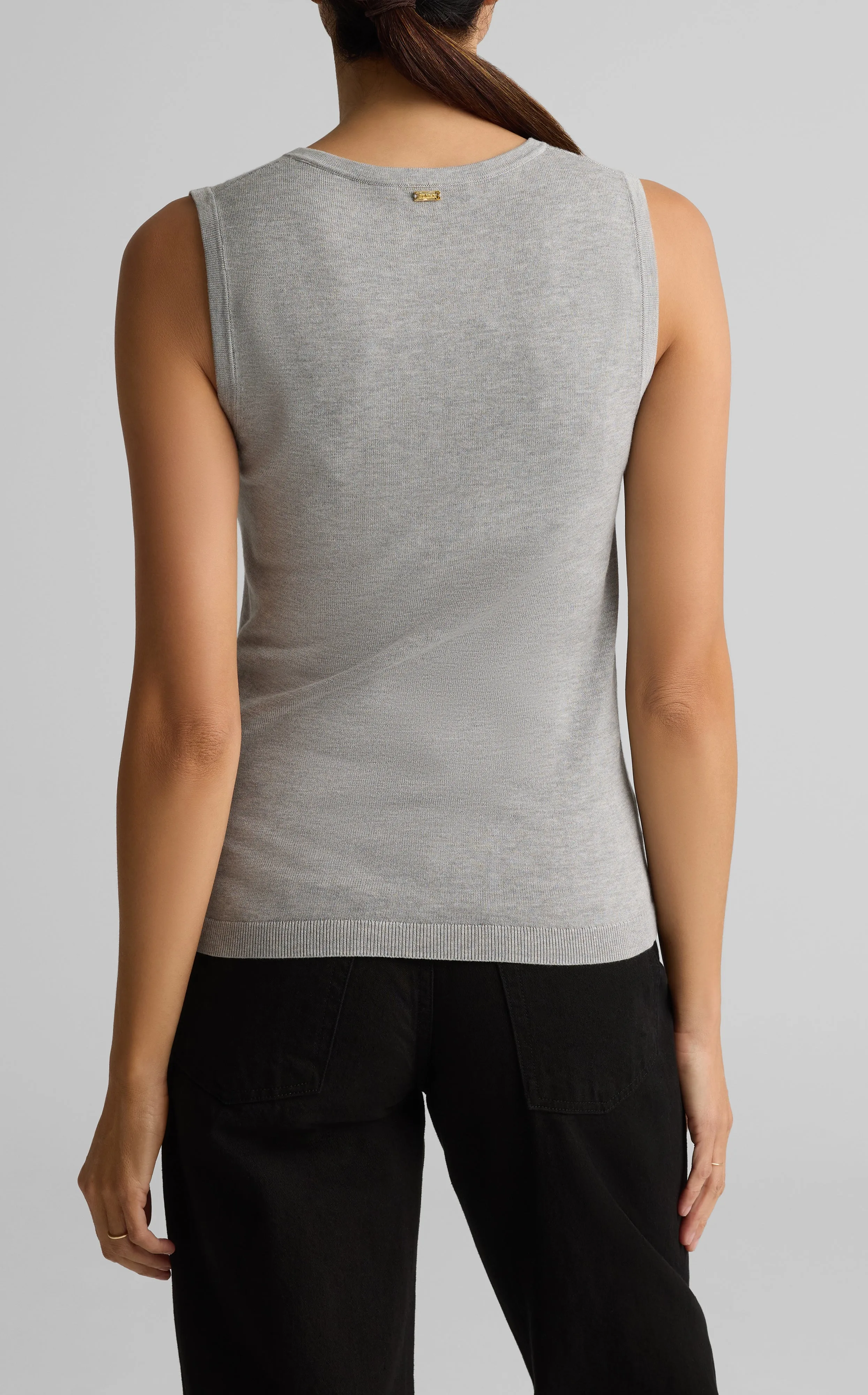 Melange Jersey Knit V-Neck Shell sold by St. John product image thumbnail 2