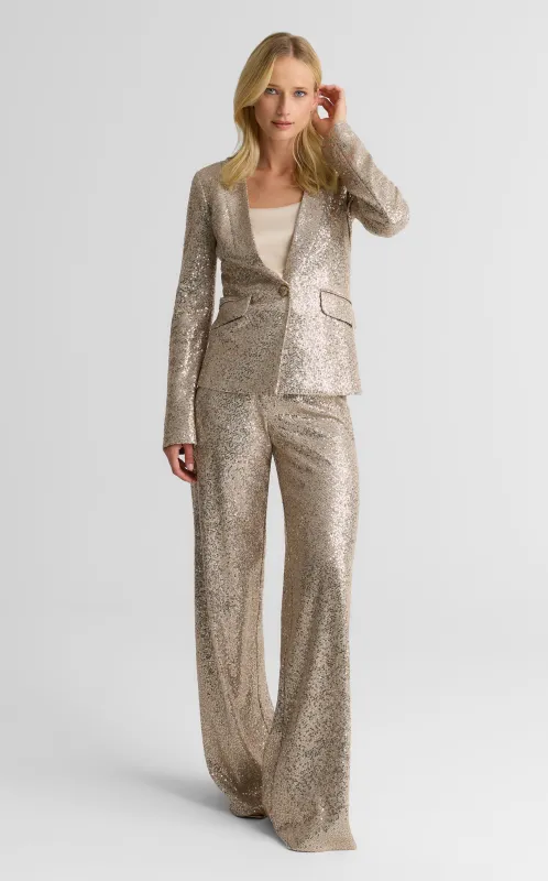Elvie Collarless Jacket In Soft Tailored Sequin made by St. John