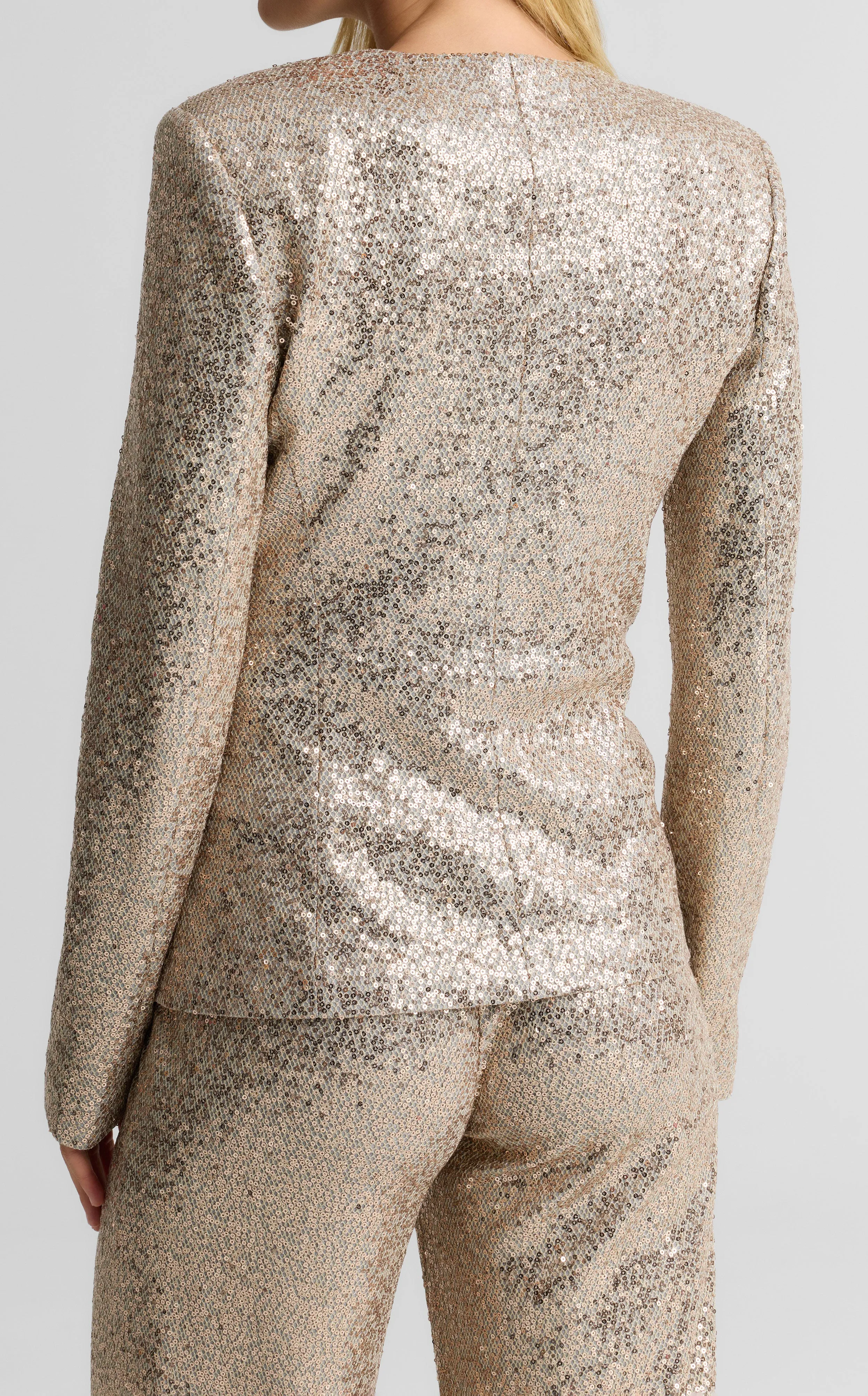 Elvie Collarless Jacket In Soft Tailored Sequin sold by St. John product image thumbnail 3
