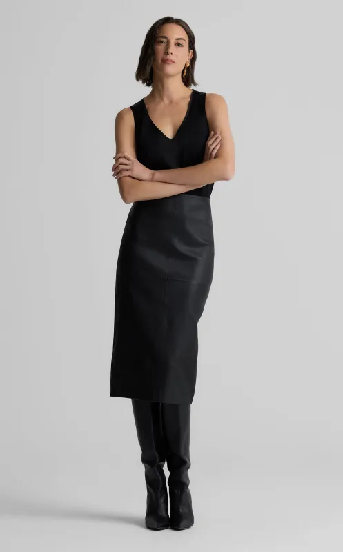 Stevie Skirt In Stretch Leather made by St. John