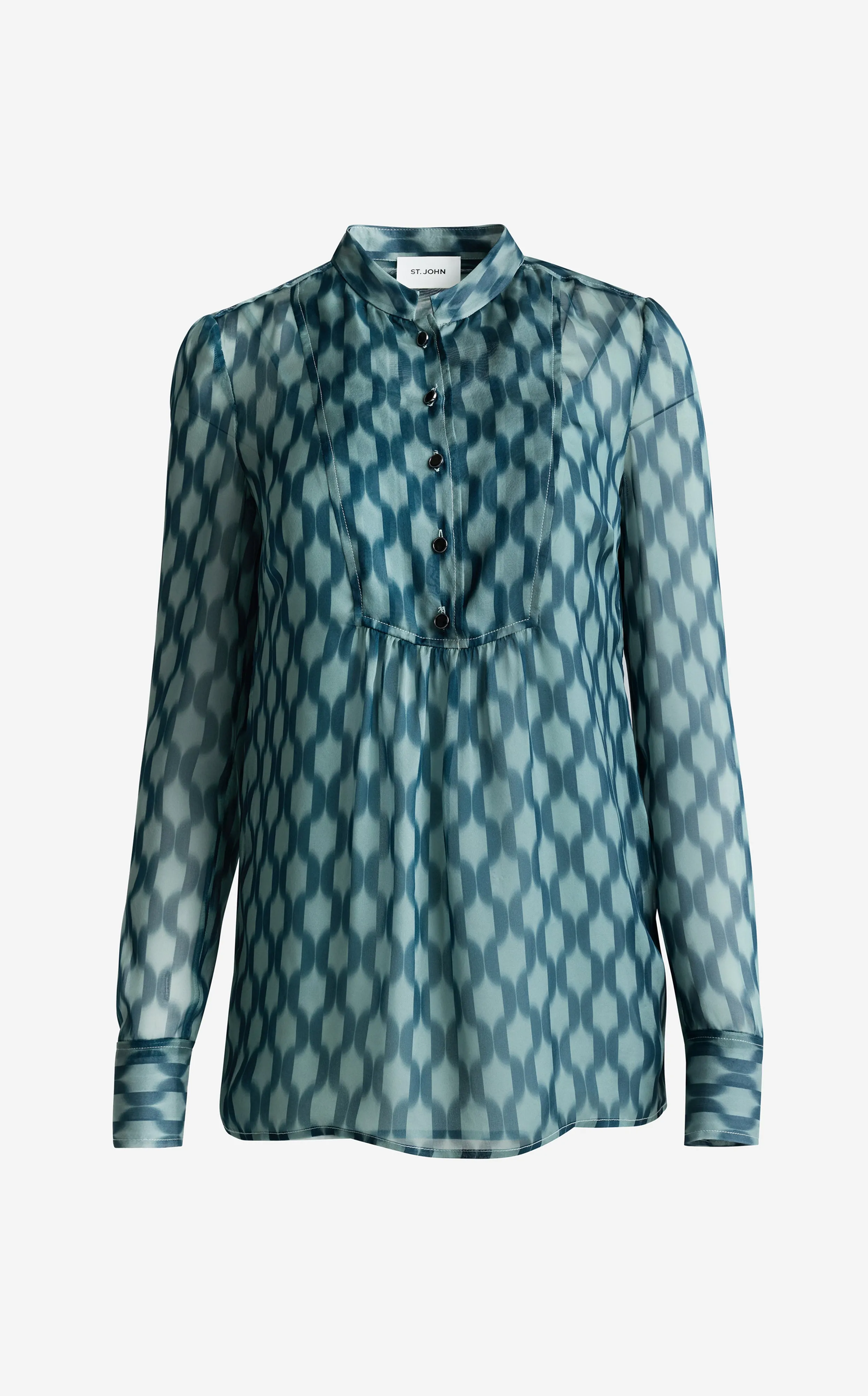 Hannah Pleat Front Blouse In Geometric Printed Silk sold by St. John product image thumbnail 2