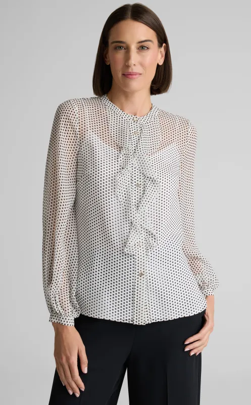 Christelle Blouse in French Dot Printed Silk made by St. John